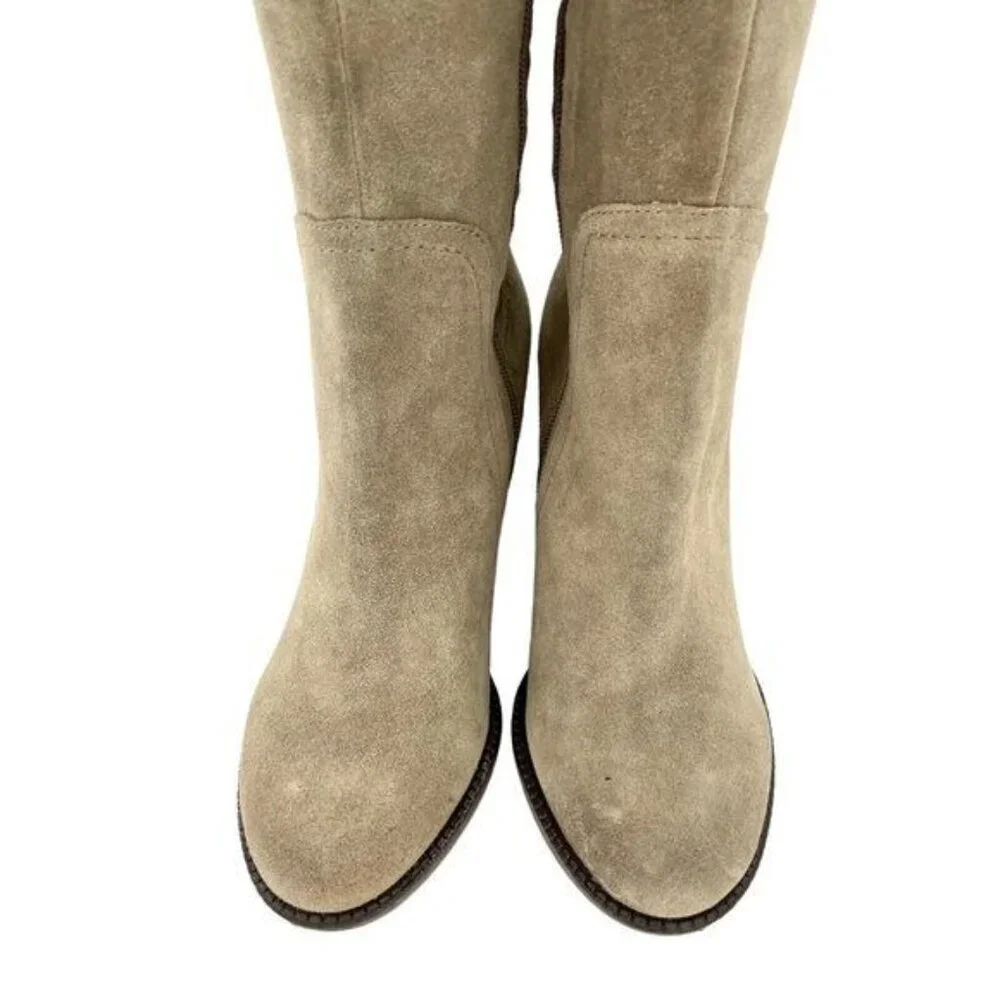 FRANCO SARTO Tan Suede Leather Over the Knee Boots Tassel NEW SZ 7.5